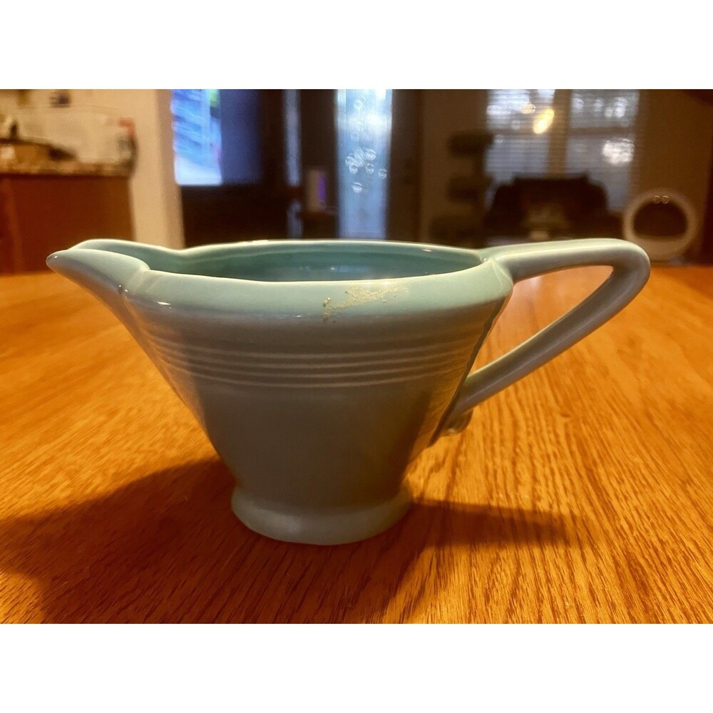 Vintage Homer Laughlin Fiestaware Harlequin Creamer Turquoise Cream Pitcher
